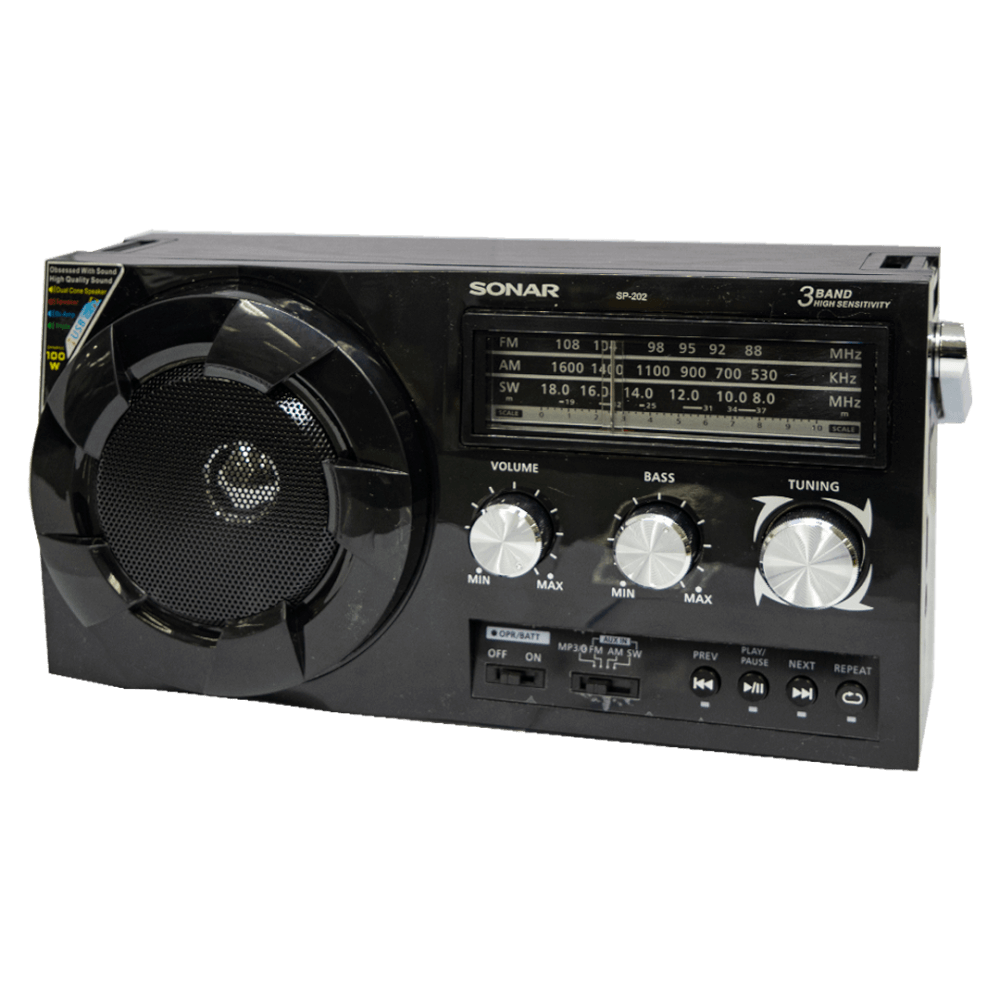วิทยุทรานซิสเตอร์บลูทูธ FM/AM  SONAR รุ่น SP-202 สีดำ